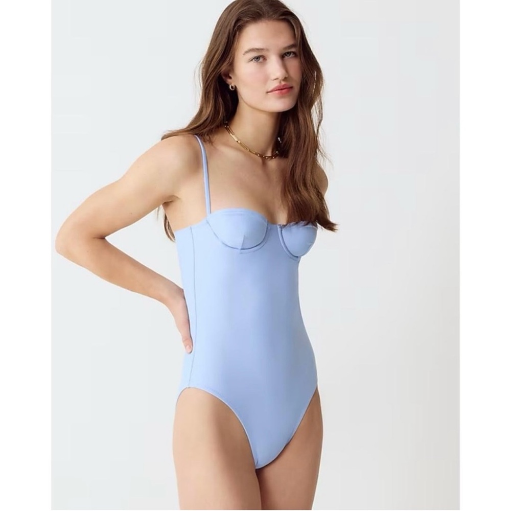JCrew balconette one piece swim suit in cornflower blue